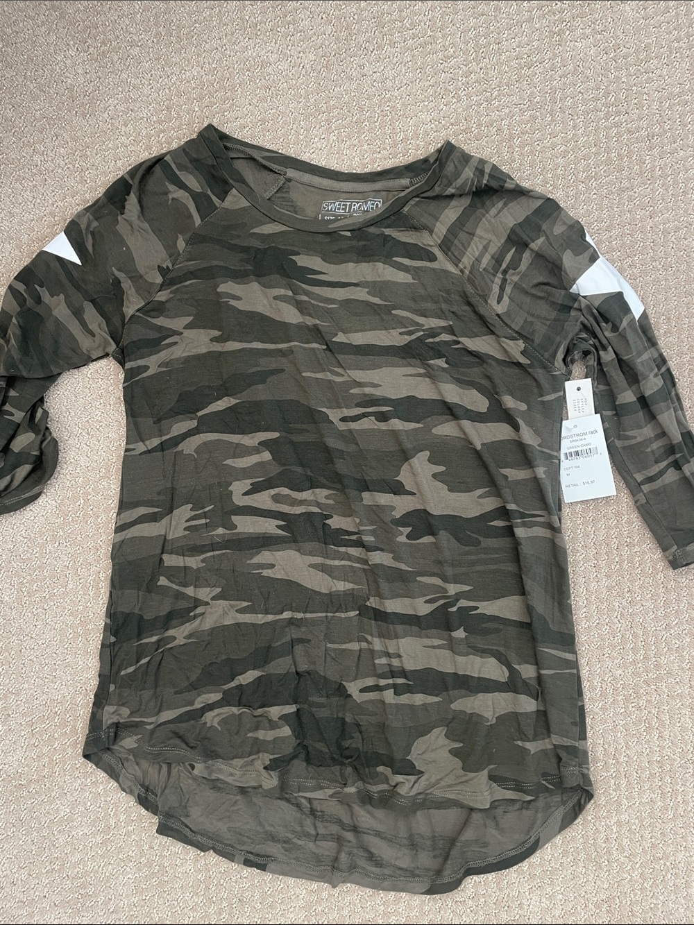 Sweet Romeo Olive & Dark Green Camo Long Sleeve Tee